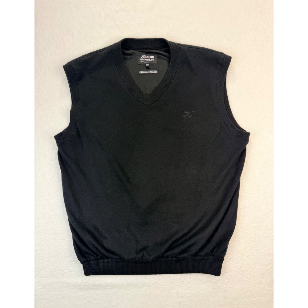 Mizuno WindLite Performance Golf Sweater Vest Mens XXL Black V-Neck Ribbed Back